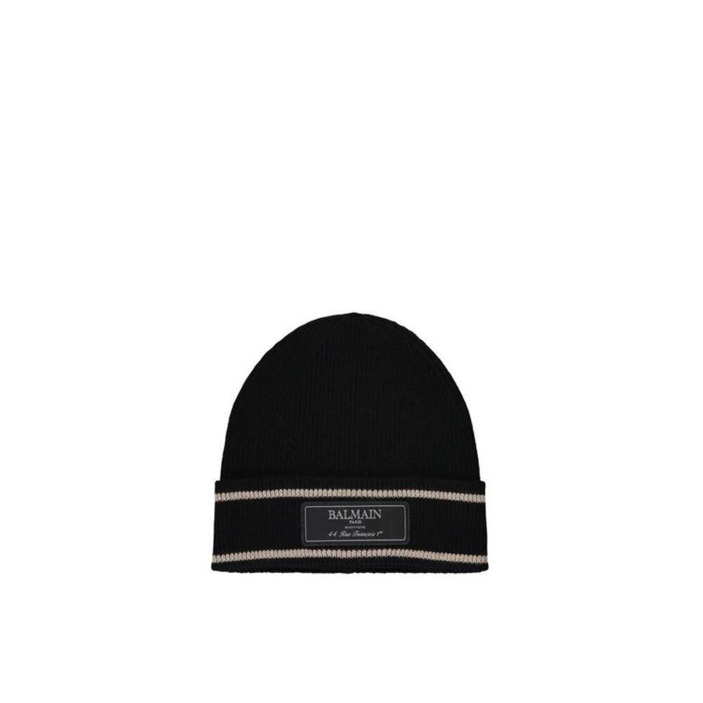 Balmain Black Merino Wool Women's Beanie